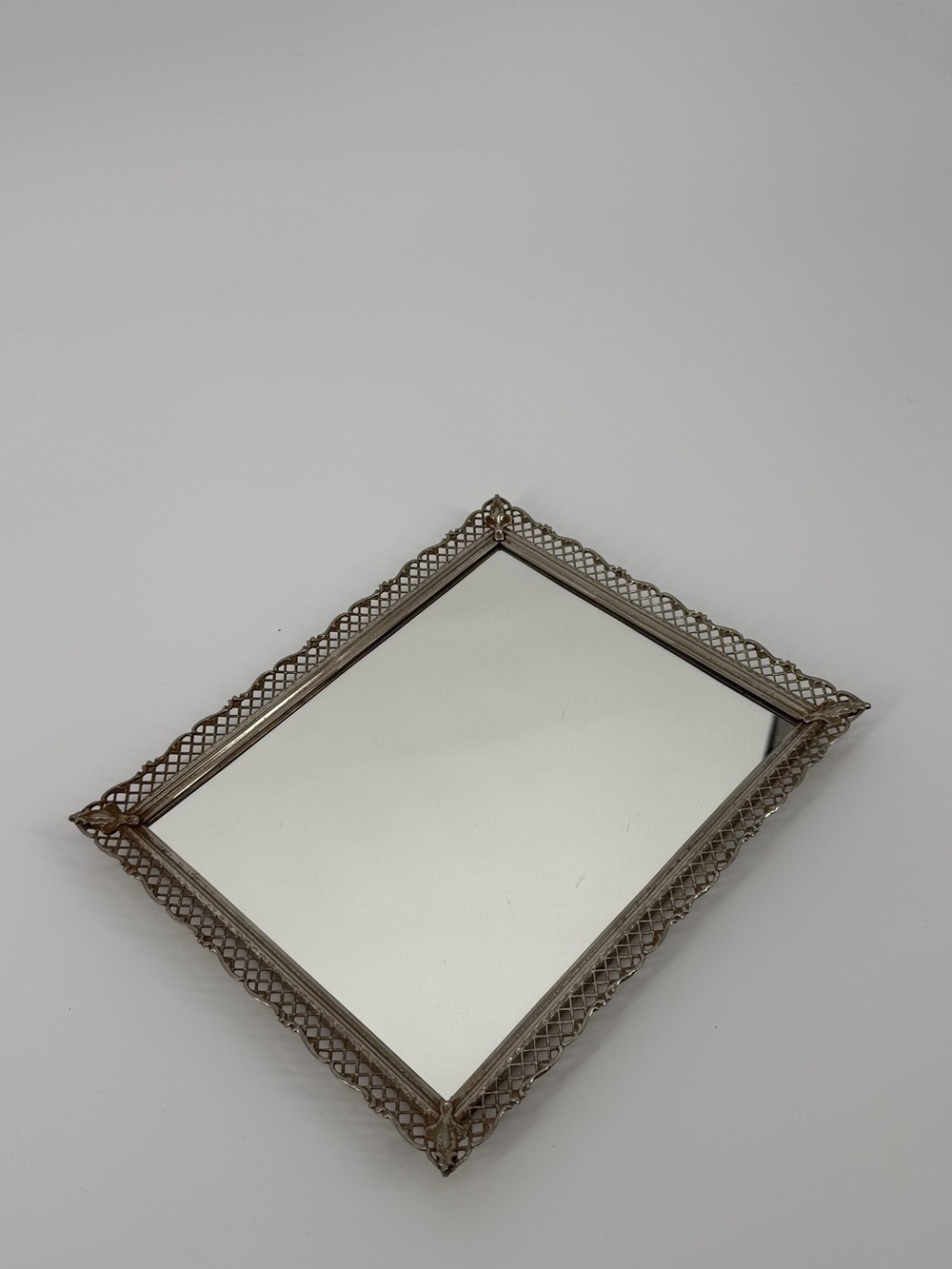 Vintage Silver Mirrored Decorative Tray